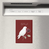 Weißer Vogel rote Rose Magnet (In Situ (Geschirrspüler))