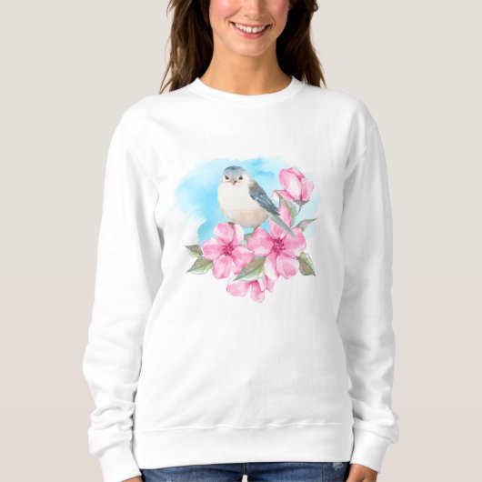 Weißer Vogel. Wasserfarbenfeder Sweatshirt (Vorderseite)