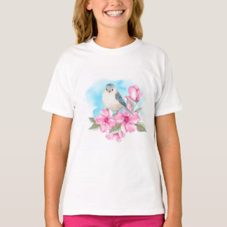 Weißer Vogel. Wasserfarbenfeder T-Shirt