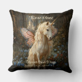 Weißer Wald Unicorn Rosa Schmetterling Flügel Pfer Kissen (Vorderseite)