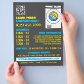 Weißer Waschmaschine, Waschsalon, Reinigungsservic Flyer (Hand)