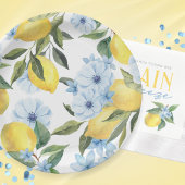 Weißer Wasserfarben Lemon und Blume Pappteller