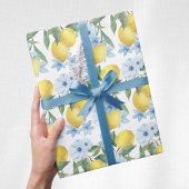 Weißer Wasserfarben Lemon und Blume Umschlagpapier Geschenkpapier