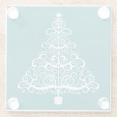 Weißer Weihnachtsbaum auf Aquamarin Glasuntersetzer (Rückseite)