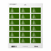 Weißer Weihnachtsbaum auf Grün Adressaufkleber (Vorne)