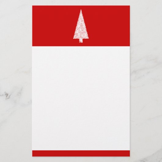Weißer Weihnachtsbaum. Auf Rot. Modern Briefpapier (Vorderseite)