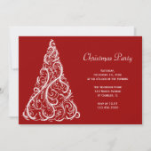 Weißer Weihnachtsbaum auf Rotem Party Einladung (Vorderseite)