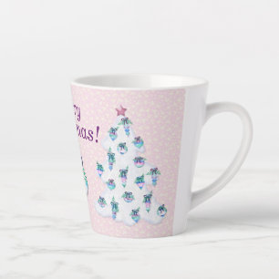 Weißer Weihnachtsbaum auf Snowy Pink Milchtasse
