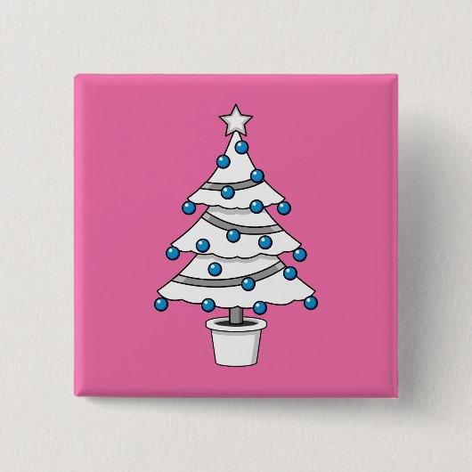 Weißer Weihnachtsbaum Button (Vorderseite)