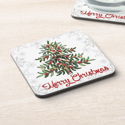 Weißer Weihnachtsbaum | Christmas Cork Untersetzer (Linke Seite)