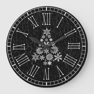 Weißer Weihnachtsbaum Ihr verwitterter Hintergrund Große Wanduhr