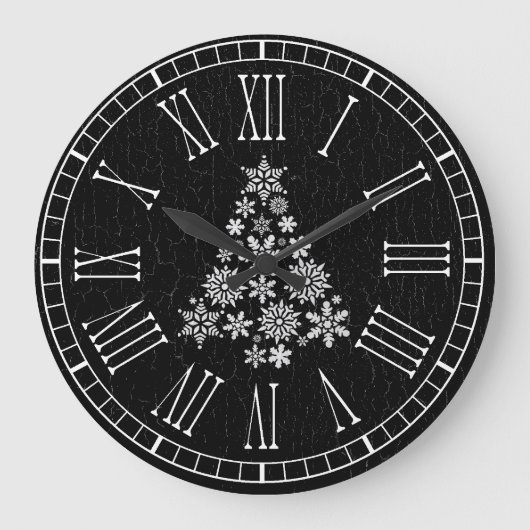 Weißer Weihnachtsbaum Ihr verwitterter Hintergrund Große Wanduhr (Vorderseite)