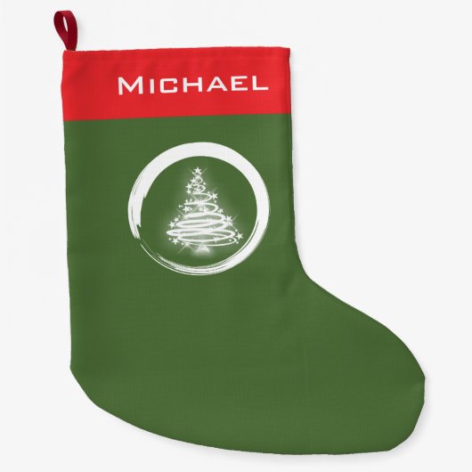 Weißer Weihnachtsbaum mit Enso Großer Weihnachtsstrumpf (Vorderseite)
