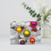 Weißer Weihnachtsbaum mit farbenfrohen Bauern Postkarte (Stehend Vorderseite)