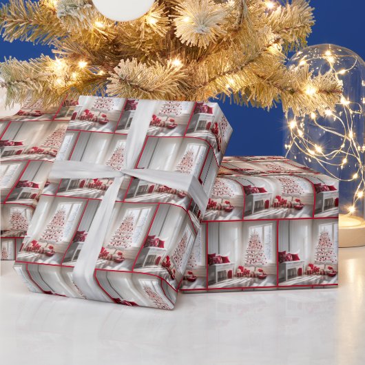 Weißer Weihnachtsbaum mit Geschenken Geschenkpapier (Feiertage)