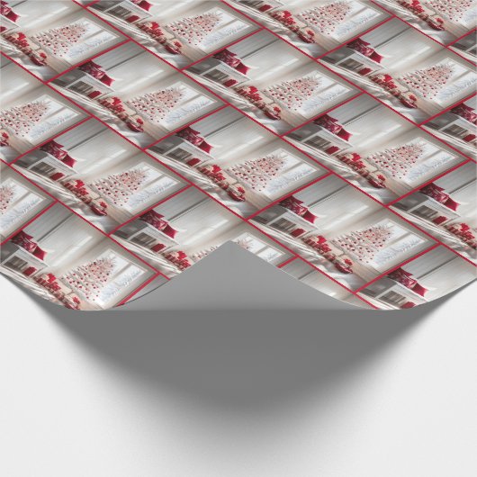 Weißer Weihnachtsbaum mit Geschenken Geschenkpapier (Ecke)