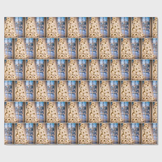 Weißer Weihnachtsbaum mit Licht Geschenkpapier (Flach)