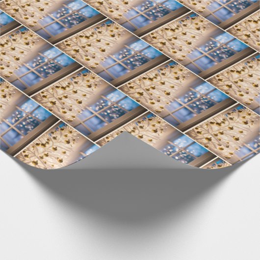 Weißer Weihnachtsbaum mit Licht Geschenkpapier (Ecke)