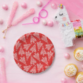 Weißer Weihnachtsbaum mit rotem Backing Runde Pappteller (Party)