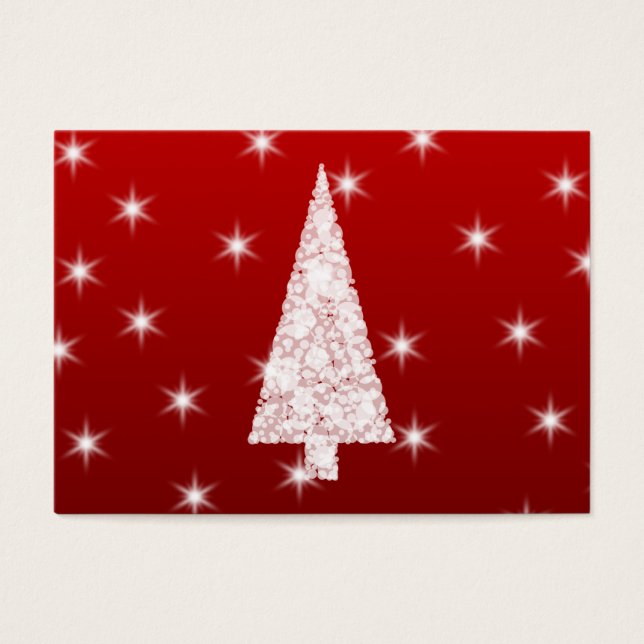 Weißer Weihnachtsbaum mit Sternen auf Rot. (Vorderseite)