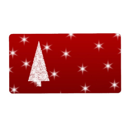 Weißer Weihnachtsbaum mit Sternen auf Rot. (Vorne)