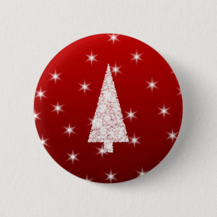 Weißer Weihnachtsbaum mit Sternen auf Rot Button