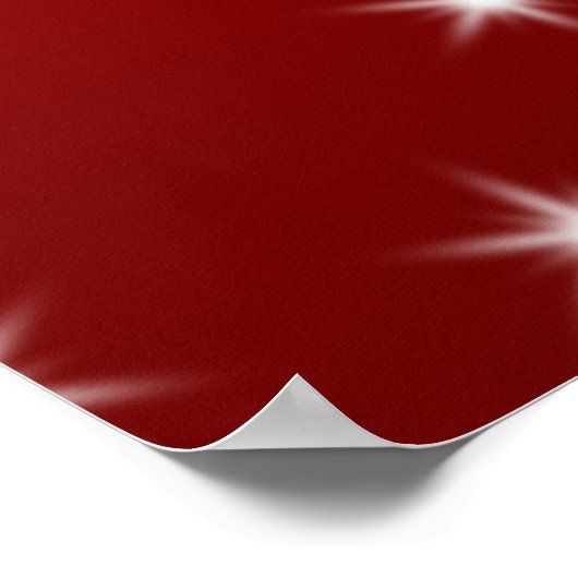 Weißer Weihnachtsbaum mit Sternen auf Rot. Poster (Ecke)