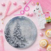 Weißer Weihnachtsbaum Pappteller (Party)