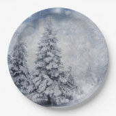 Weißer Weihnachtsbaum Pappteller (Vorderseite)