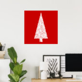 Weißer Weihnachtsbaum. Rot. Modern. Poster (Heimbüro)