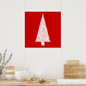 Weißer Weihnachtsbaum. Rot. Modern. Poster (Küche)