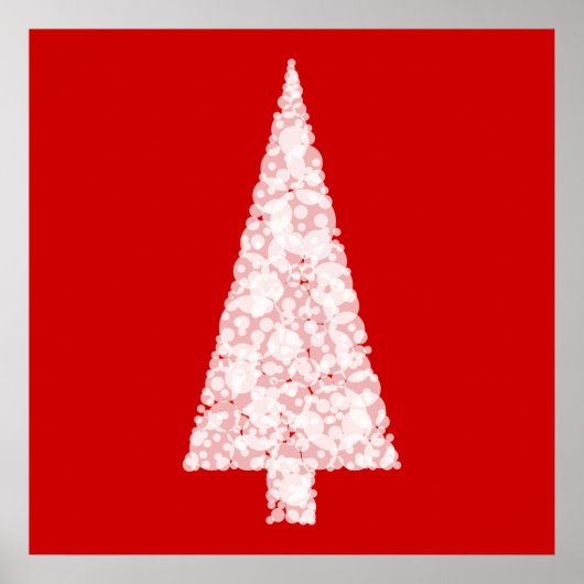 Weißer Weihnachtsbaum. Rot. Modern. Poster (Vorne)