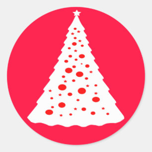 WEISSER WEIHNACHTSBAUM RUNDER AUFKLEBER