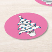 Weißer Weihnachtsbaum Runder Pappuntersetzer (Angewinkelt)