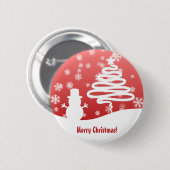 Weißer Weihnachtsbaum und Schneemann Button (Vorne & Hinten)