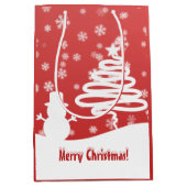 Weißer Weihnachtsbaum und Schneemann Mittlere Geschenktüte (Vorderseite)