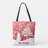 Weißer Weihnachtsbaum und Schneemann Tasche (Rückseite)
