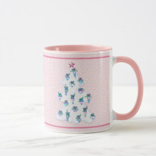 Weißer Weihnachtsbaum w Aquarellmäler Rosa Tasse