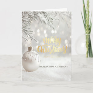 Weißer Weihnachtsbaumzweig Weihnachtsball Weihnach Feiertagskarte