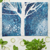 Weißer Weihnachtsbirnenschnee Geschirrtuch (Gefaltet)