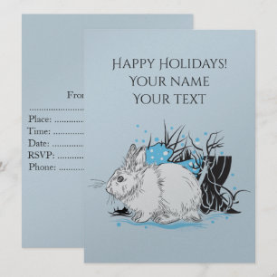 weißer Weihnachtskaninchen Hase Einladung