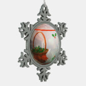 Weißer Weihnachtskolben Schneeflocken Zinn-Ornament (Links)