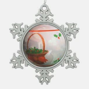Weißer Weihnachtskolben Schneeflocken Zinn-Ornament