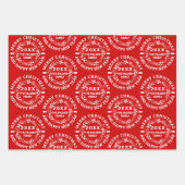 Weißer Weihnachtskranz an roten frohen Weihnachten Geschenkpapier Set (Vorderseite)