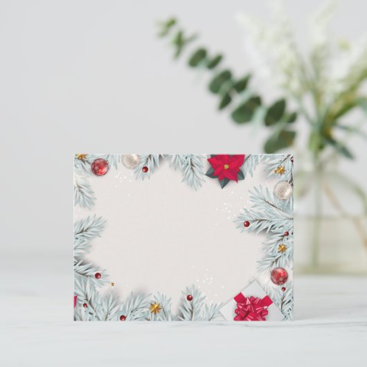Weißer Weihnachtsrahmen Feiertagspostkarte (Stehend Vorderseite)
