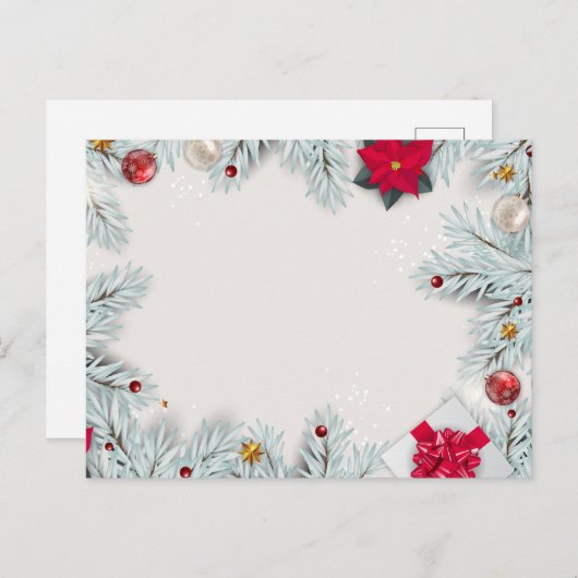 Weißer Weihnachtsrahmen Feiertagspostkarte (Vorne/Hinten)