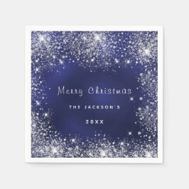 Weißer Weihnachtsstaub Glitzer Silber Serviette