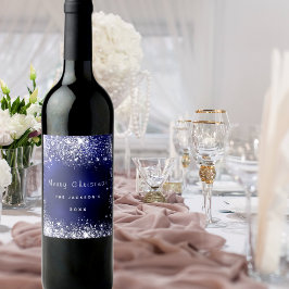 Weißer Weihnachtsstaub Glitzer Silber Weinetikett