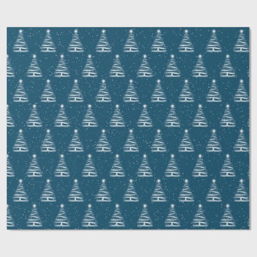 Weißer Weihnachtssternbaum in Blau Geschenkpapier (Flach)