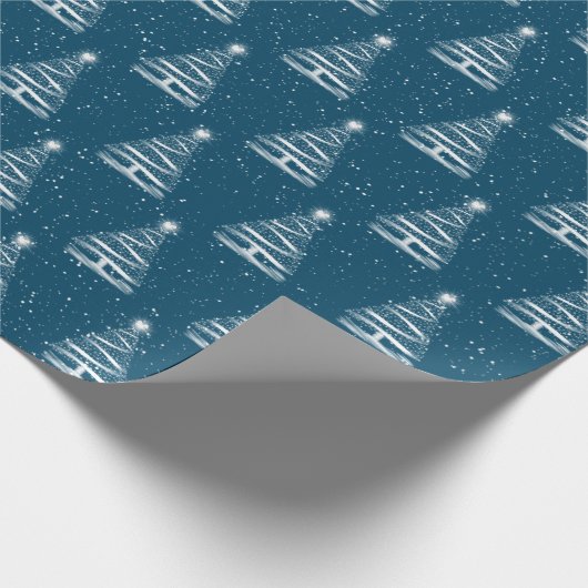 Weißer Weihnachtssternbaum in Blau Geschenkpapier (Ecke)